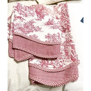 JC Penny’s Pair of Country Life Red Toile Valance Red Gingham Underlayment
